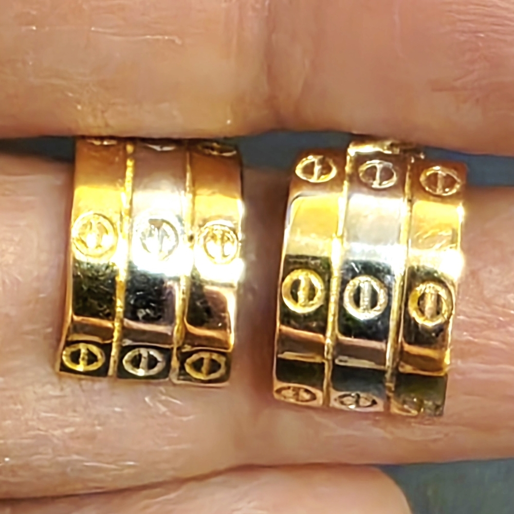 🪷18k Tricolor Stud Earrings